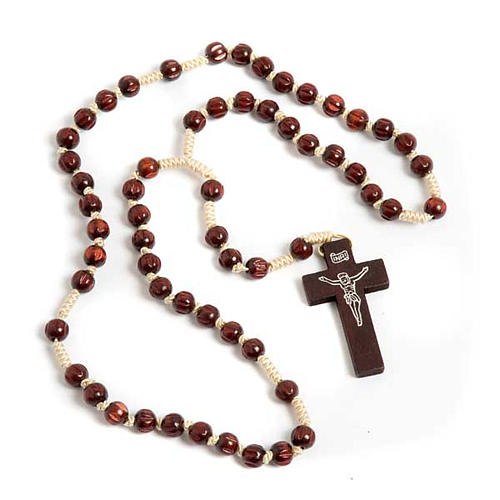 Dark carved wood Franciscan rosary 1