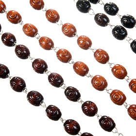 Carved oval beads rosary