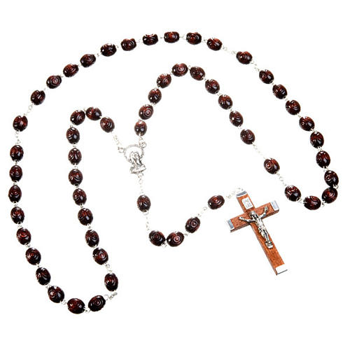 Carved oval beads rosary 5