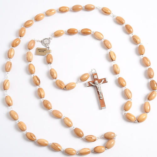 Olive wood rosary with large oval beads 1