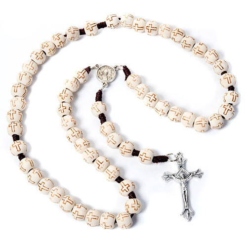 Wood rosary wtih crosses 1