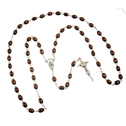 Wood rosary with oval 7mm beads 3