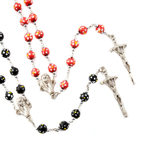 Coloured flowers wood rosary 1
