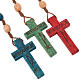 Wood Medjugorje rosary with coloured beads s1