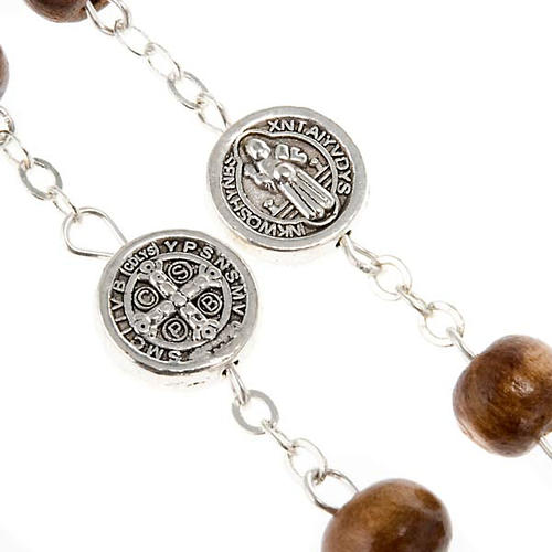 St. Benedict rosary, brown coconut-effect round beads 4