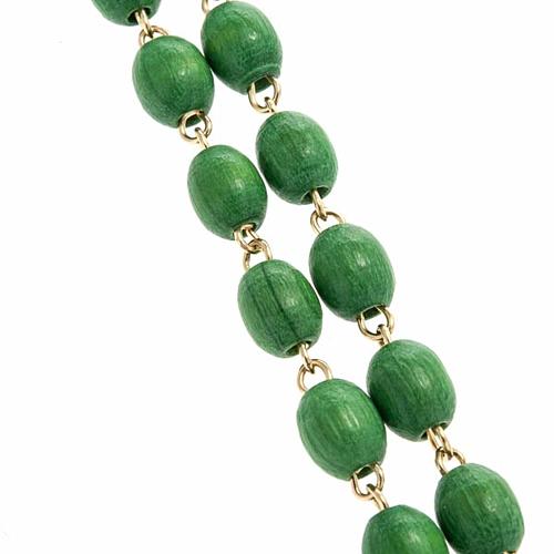 Rosary beads in green wood with golden clasp 3