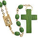 Rosary beads in green wood with golden clasp s1