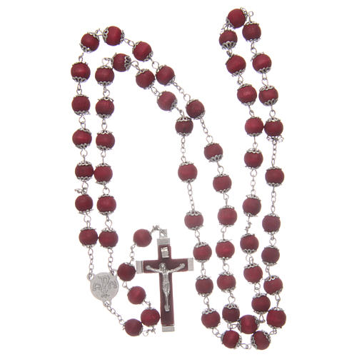 Rosary beads in red wood with safety pins, 9mm 4