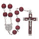 Rosary beads in red wood with safety pins, 9mm s1