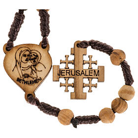 Rosary with Jerusalem crucifix in Palestinian olive wood
