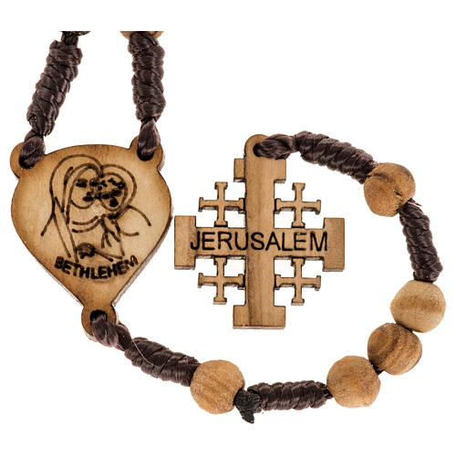 Rosary with Jerusalem crucifix in Palestinian olive wood 1