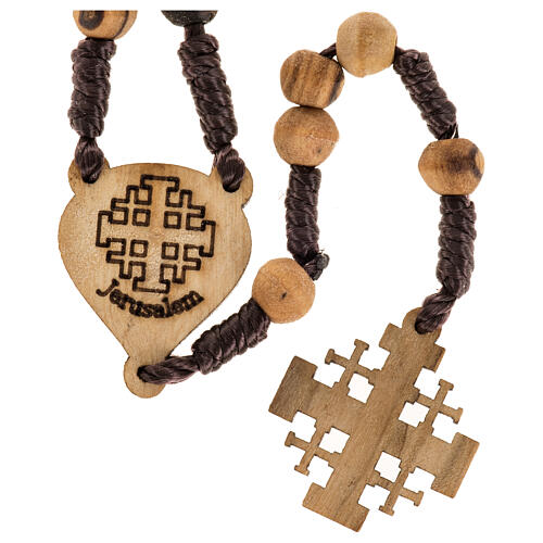 Rosary with Jerusalem crucifix in Palestinian olive wood 3
