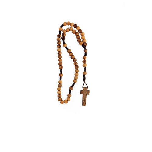 Mini rosario olivo Tierra Santa cuerda 6mm 4
