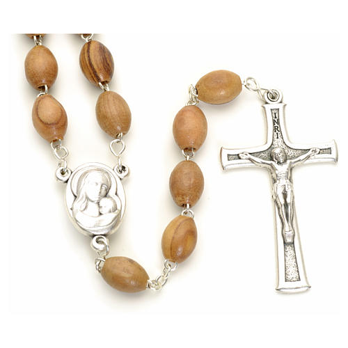 Rosary Holy Land olive wood 7x10mm 4