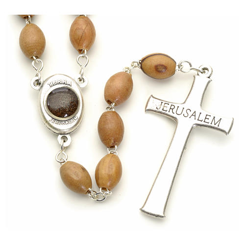 Rosary Holy Land olive wood 7x10mm 5