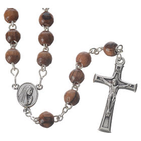 Rosary beads in Palestinian olive wood, metal crucifix 5 mm