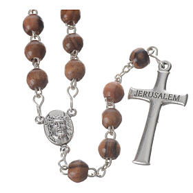Rosary beads in Palestinian olive wood, metal crucifix 5 mm