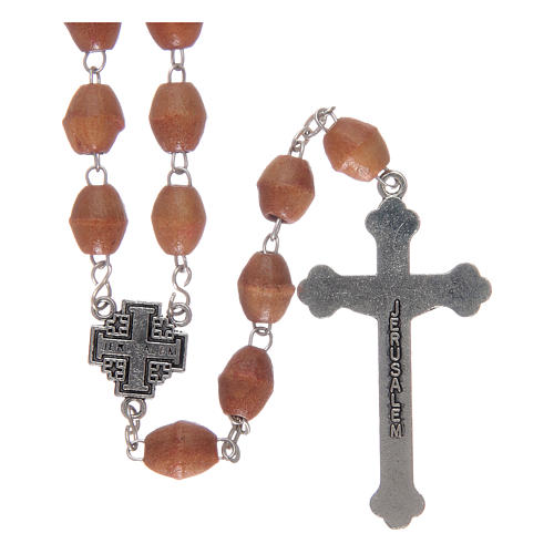 Rosary with Jerusalem center piece, Palestinian olive wood 8x6 m 2