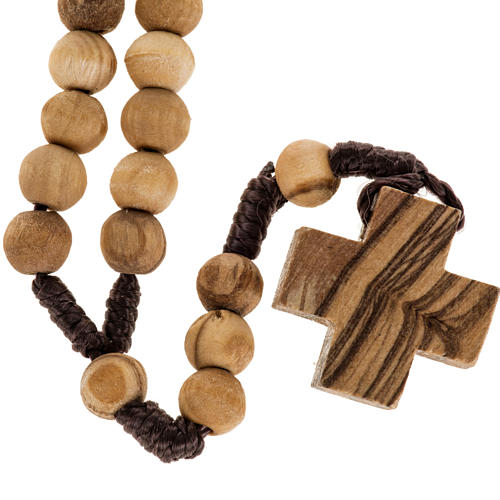 Rosary simple cross in Palestinian olive wood 7 mm 1