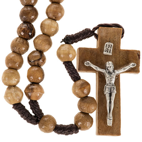 Rosary beads in olive wood from Holy Land and rope 8 mm 1