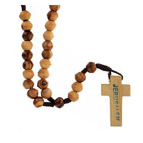 Różaniec drewno oliwne Ziemia Święta sznurek krzyż prosty 8 mm