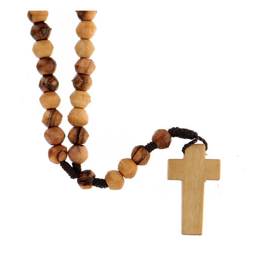 Rosary beads in Palestinian olive wood and rope 8 mm 1