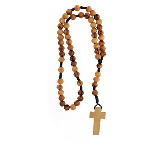 Rosary beads in Palestinian olive wood and rope 8 mm 4