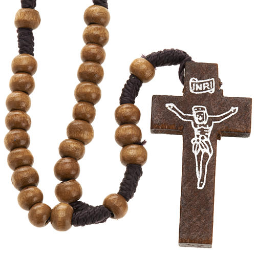Mini rosario madera y cuerda 5 mm 1