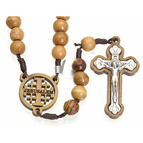 Rosary beads in Holy Land olive wood, with Jerusalem cross and m