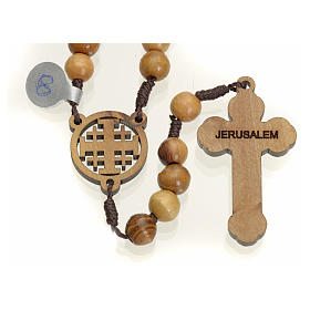 Rosary beads in Holy Land olive wood, with Jerusalem cross and m