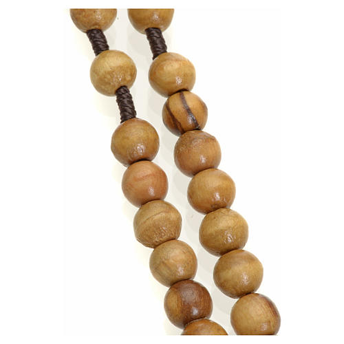 Rosary beads in Holy Land olive wood, with Jerusalem cross and m 3