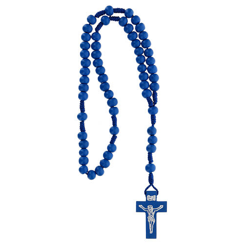 Rosary in blue wood 7mm with silk ligature 4