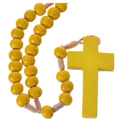 Rosary in yellow wood 7mm with silk ligature 1