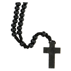 Rosary in black wood 7mm with silk ligature