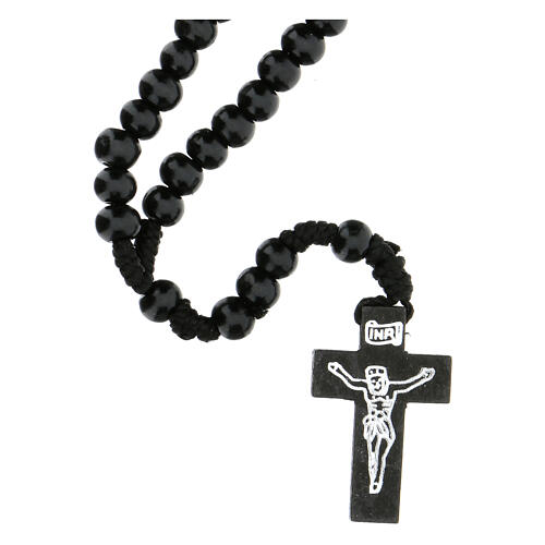 Rosary in black wood 7mm with silk ligature 1
