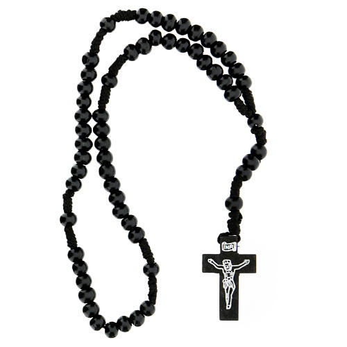 Rosary in black wood 7mm with silk ligature 4