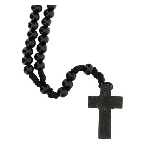 Rosary in black wood 7mm with silk ligature 2