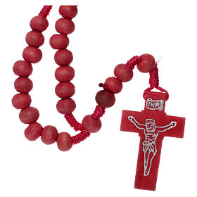 Rosary in pink wood 7mm with silk ligature
