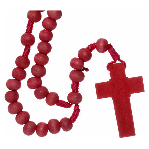Rosary in pink wood 7mm with silk ligature 2