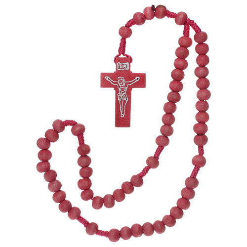 Rosary in pink wood 7mm with silk ligature 4