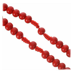 Rosary in red wood 7mm with silk ligature