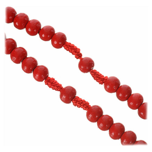 Rosary in red wood 7mm with silk ligature 2
