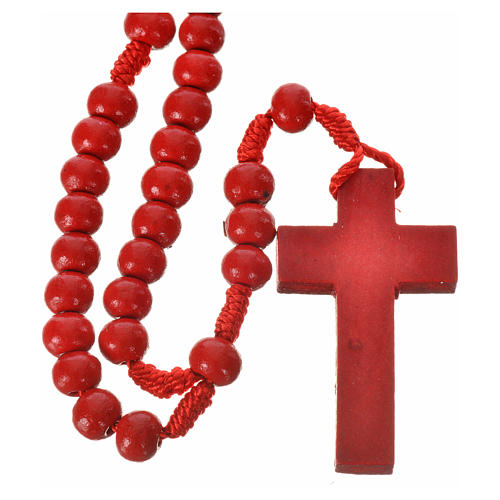 Rosary in red wood 7mm with silk ligature 1