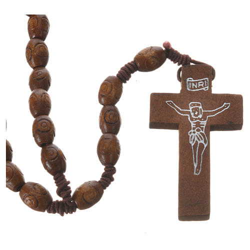Rosary with wood and elastic 6x8mm 1