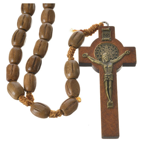 Rosary with worked, oval wooden grains 8x10mm 1