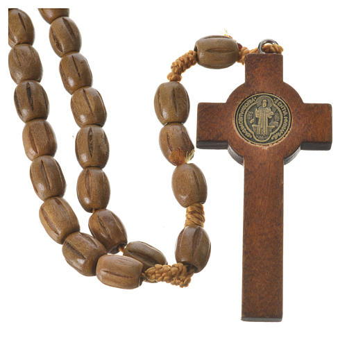 Rosary with worked, oval wooden grains 8x10mm 2
