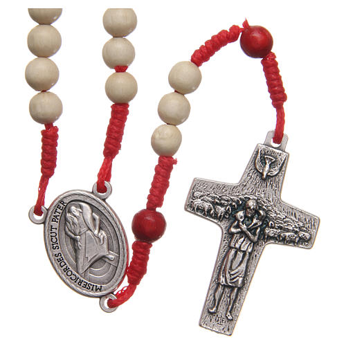 STOCK Rosary beads in red and white wood and cord 6mm Jubilee 1