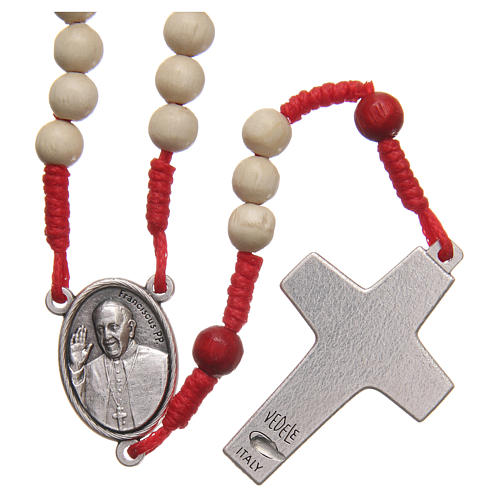 STOCK Rosary beads in red and white wood and cord 6mm Jubilee 2