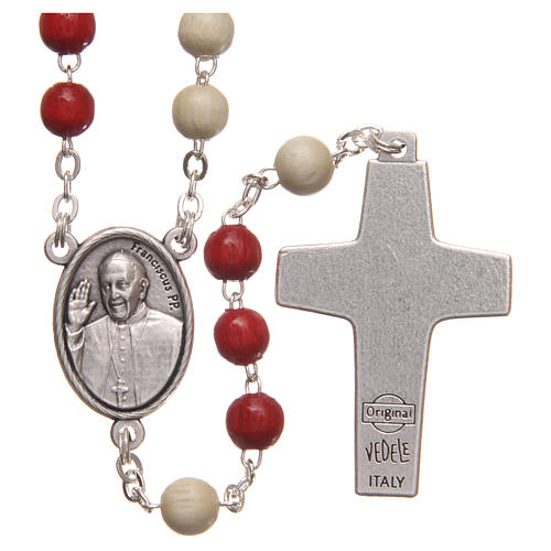 STOCK Rosary beads with red and white grains 6mm Jubilee of Mercy 2