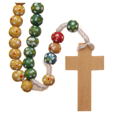 Missionary rosary beads in wood with flowers 2